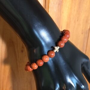 CHARGED SEDONA COLLECTIVE RED JASPER STRETCH BRACELET